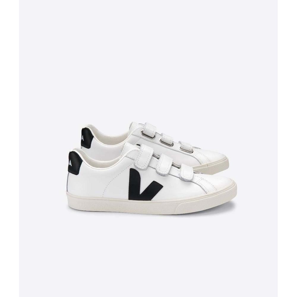 Women\'s Veja 3-LOCK LEATHER Sneakers White/Black | SG 610QMA